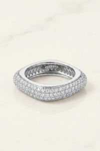 Quadra Glow Sterling Silver Zirconia Diamond Band Ring