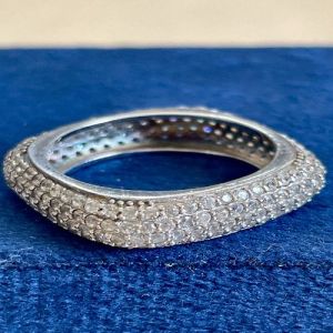Quadra Glow Sterling Silver Zirconia Diamond Band Ring