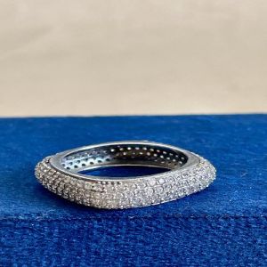 Quadra Glow Sterling Silver Zirconia Diamond Band Ring