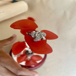 Silver Bow Knot 925 Italian Sterling Silver Zirconia Diamond Ring