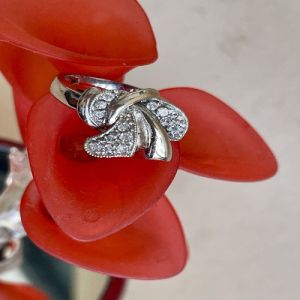 Silver Bow Knot 925 Italian Sterling Silver Zirconia Diamond Ring