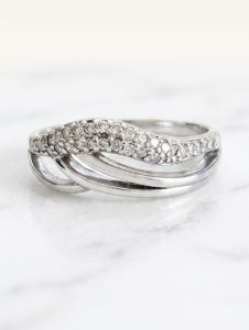 Silver Wave Bloom Sterling Silver Zirconia Diamond Ring
