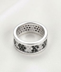 Starlight Mosaic 925 Italian Sterling Silver Zirconia Diamond Band Ring