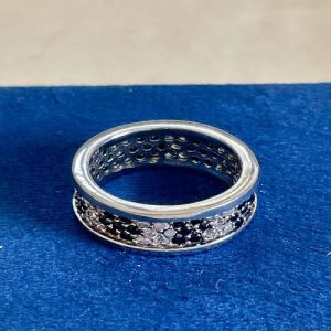 Starlight Mosaic 925 Italian Sterling Silver Zirconia Diamond Band Ring