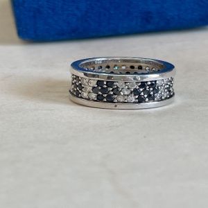 Starlight Mosaic 925 Italian Sterling Silver Zirconia Diamond Band Ring