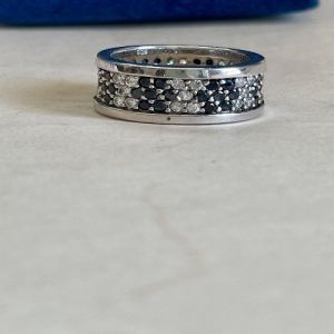 Starlight Mosaic 925 Italian Sterling Silver Zirconia Diamond Band Ring