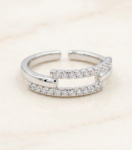 Stellar Bridge Elegant Zirconia Diamond Sterling Silver Ring