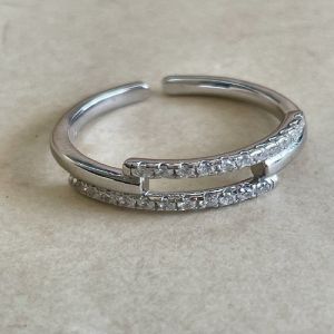 Stellar Bridge Elegant Zirconia Diamond Sterling Silver Ring