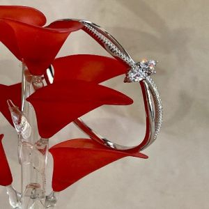 Sterling Silver Dual Pear Cut White Cubic Zirconia Bangle