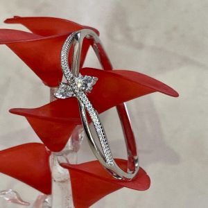Sterling Silver Dual Pear Cut White Cubic Zirconia Bangle