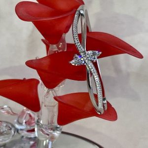Sterling Silver Dual Pear Cut White Cubic Zirconia Bangle