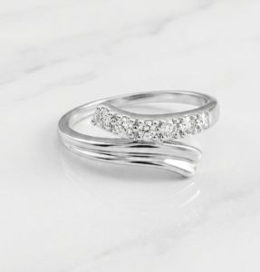 The Celestial Bypass Italian Sterling Silver Zirconia Diamond Ring