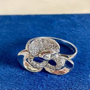 Trinity Blossom Sterling Silver Zirconia Diamond Ring