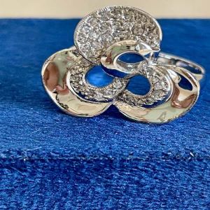 Trinity Blossom Sterling Silver Zirconia Diamond Ring