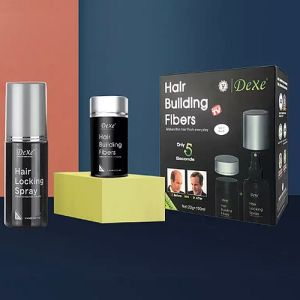 Dexe Dark Brown Hair Building Fibers with Spray