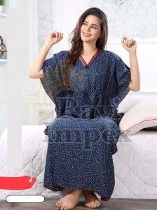 Blue Ladies Printed Night Gown