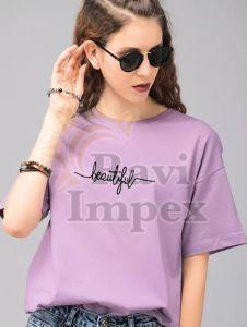 Cotton Round Neck Ladies T-Shirt