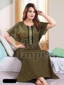 Green Printed Ladies Night Gown