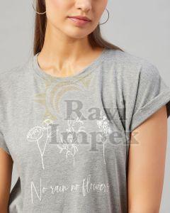 Ladies Printed Cotton Round Neck T-Shirt