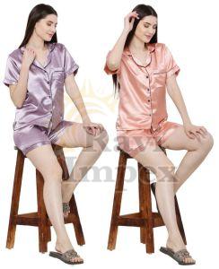 Ladies Satin Shorts Night Set