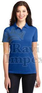 Plain Blue Ladies Polo T-Shirt