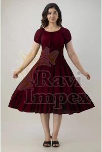 Plain Maroon One Piece Dress