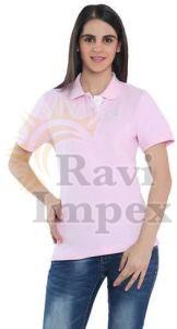 Plain Pink Ladies Polo T-Shirt