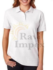 Plain White Ladies Polo T-Shirt