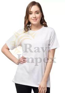 White Plain Cotton Ladies T-Shirt