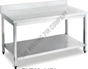 2 Deck Stainless Steel Kitchen Work Table With Back