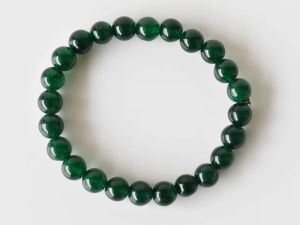 Green Jade Smooth Beaded Stretch Bracelet