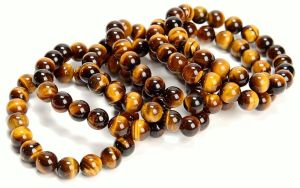 Tiger Eye Polished Beaded Elastic Bracelet