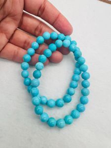 Turquoise Polished Beaded Stretch Bracelet