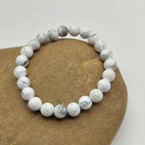 White Howlite Beaded Elastic Healing Bracelet