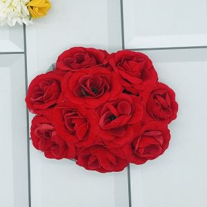Artificial Red Rose Flower Hair Bun