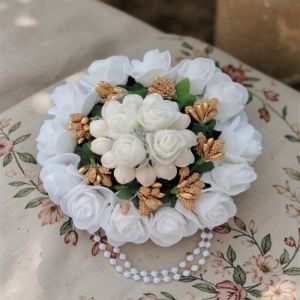 Artificial White Rose Flower Hair Bun