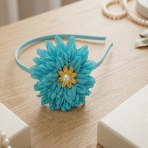 Handmade Turquoise Blue Floral Headband