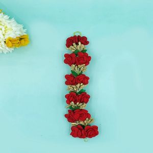 Red and Gold Artificial Flower Hair Gajra