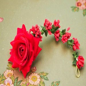 Red and Green Artificial Flower Hair Gajra