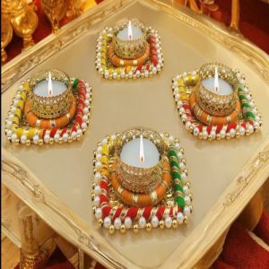 Set of 4 Piece Multicolor Decorative T-Light Candle