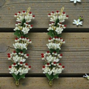 White and Green Artificial Flower Hair Gajra