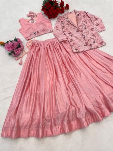 Beautiful Pink Chinon Embroidered Pattern Work Lehenga Choli Set