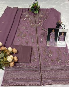Chiffon with Embroidery Sequence Work with Khatli Work Pakistani Suit