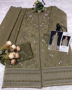 Chiffon with Embroidery Sequence Work with Khatli Work Pakistani Suit