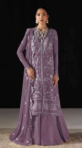 Chiffon with Embroidery Sequence Work with Khatli Work Pakistani Suit