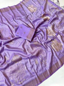 Cotton Silk Handloom Printed Saree With Tassel Border