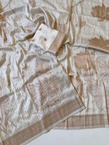 Cotton Silk Handloom Printed Saree With Tassel Border