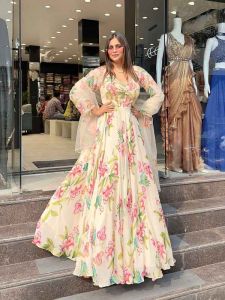 Digital Print Heavy Fox Georgette Gown