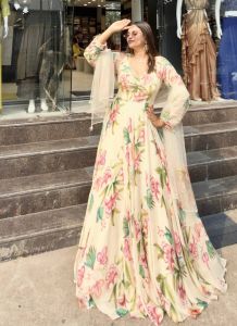 Digital Print Heavy Fox Georgette Gown