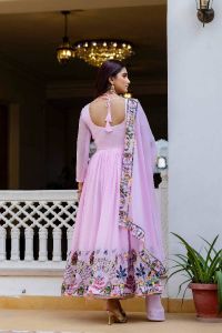 Georgette Embroidered Pink Anarkali Suit With Dupatta